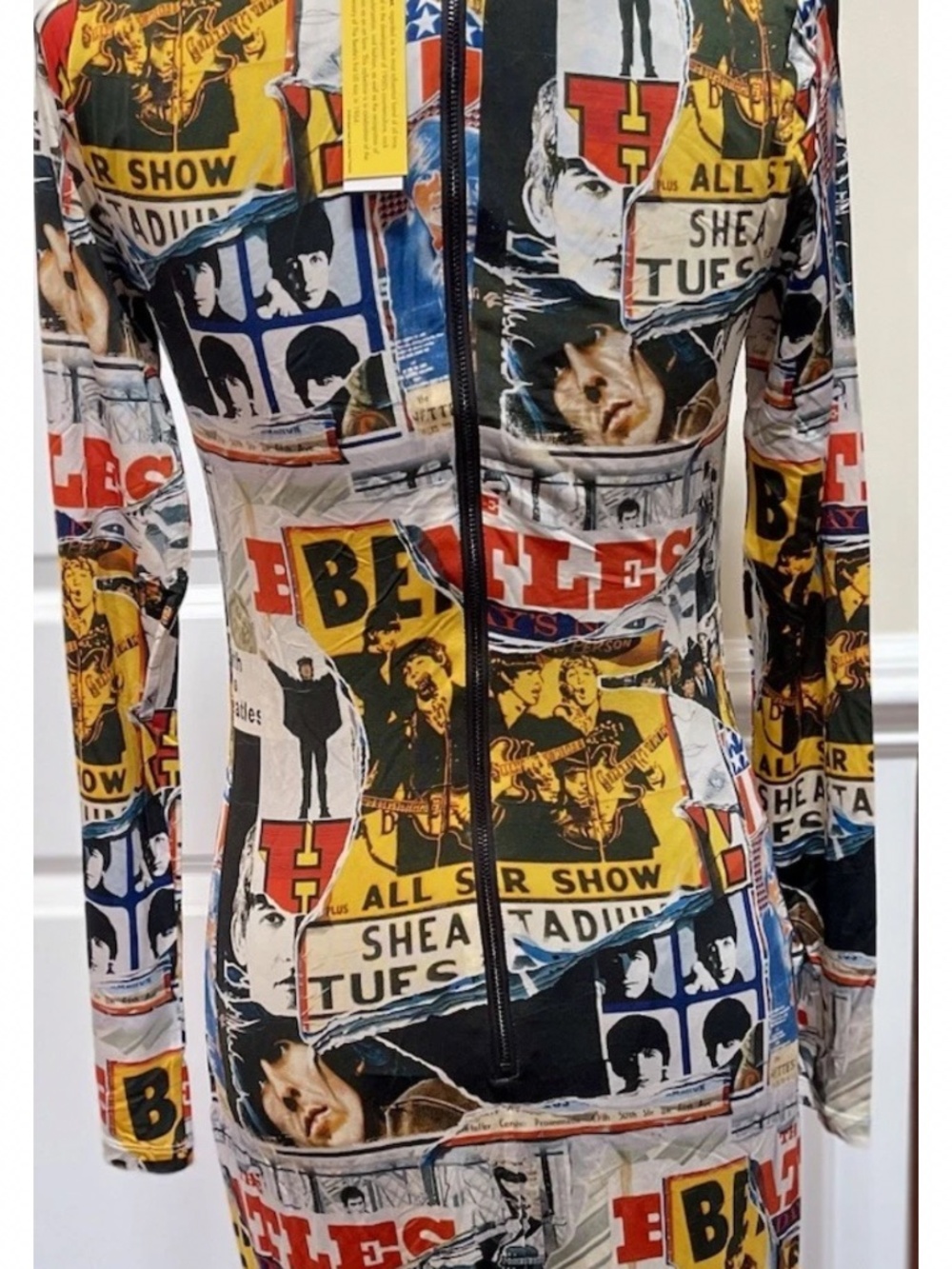 Alice + Olivia x Beatles AllStar Show Artwork collage body con dress size 4 NWT - Picture 8 of 14